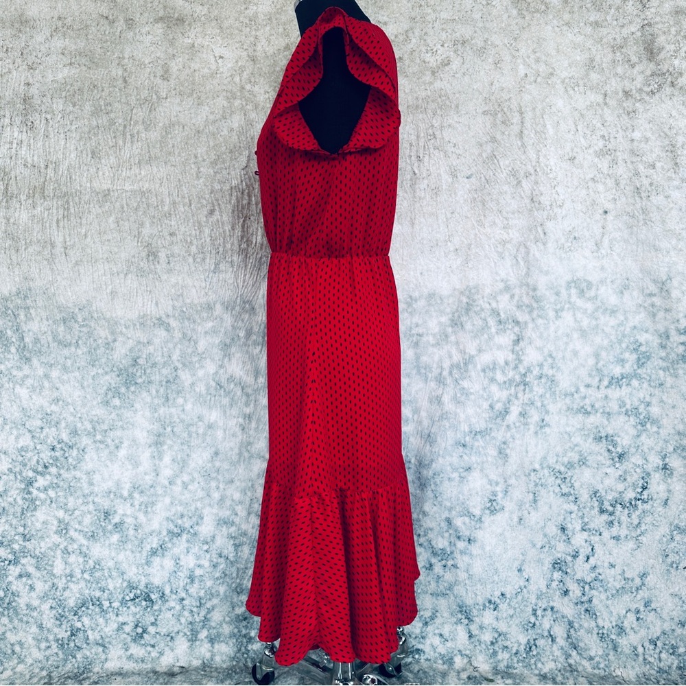 Banana Republic Red Midi Dress with Ruffle Sleeves - Picture 6 of 13